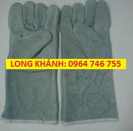 Cty Long Khánh Găng tay da hàn 2 lớp màu xanh nhạt