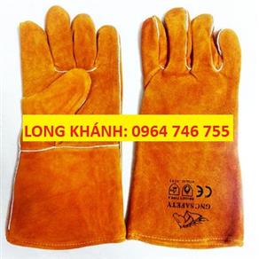 Cty Long Khánh Găng tay da hàn 2 lớp màu vàng cam